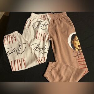Rue21 x Aaliyah White and Tan Graphic Jogger Pants